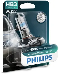 PHILIPS 9005XVPB1 Лампа галоген X-tremeVision Pro150 HB3 12В 60Вт, 1шт