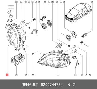RENAULT 8200744754 Фара правая