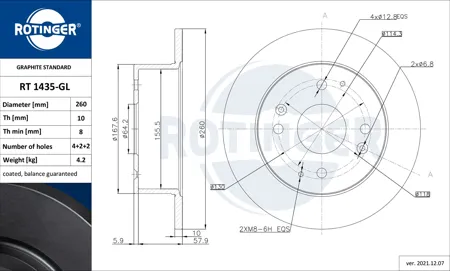 ROTINGER RT1435GL Диск тормозной графитовый