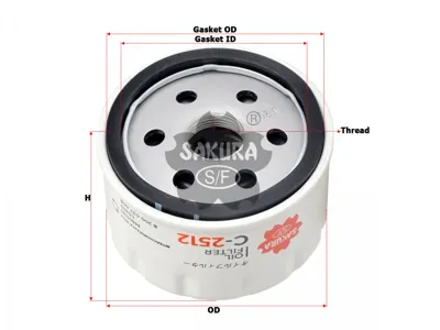 SAKURA C2512 Фильтр масляный H=51 Gac GS8 II 2.0 2022 -  Alfa Romeo 156GTGTVSpider 2.0JTS 02>