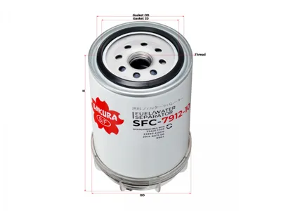 SAKURA SFC791210B Фильтр топливный сепар. 10мкр 1'X14 H155 D108 со стак. Volvo