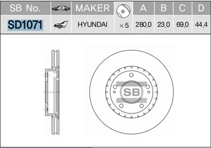 SANGSIN SD1071 Диск тормозной Hyundai Elantra 11- перед.