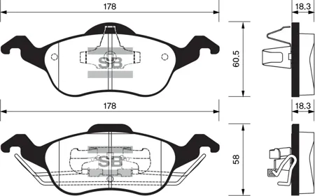 SANGSIN SP1259 Колодки торм.передние Ford Focus 1.4i-2.0i1.8TDi &16V 98>