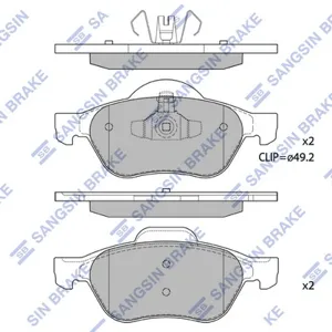 SANGSIN SP1414 Колодки торм.передние Renault Espace 2.0-3.0DCi 02> Laguna 1.6-2.2DCi 01>