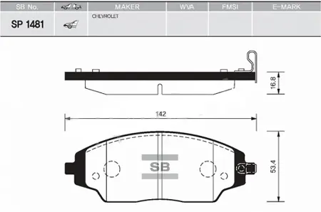 SANGSIN SP1481 Колодки торм.передние T300 Cobalt 1.4 12>