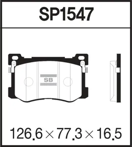SANGSIN SP1547 Колодки торм.дисковые 126,6x77,3x16,5 HAGEN Hyundai EQUUS VI 3.8 11- Hyundai Genesis 15