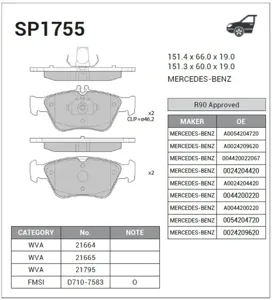 SANGSIN SP1755 Колодки торм.передние