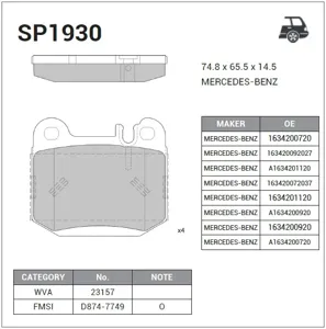 SANGSIN SP1930 Колодки торм.задние