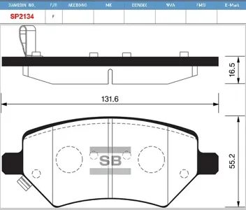 SANGSIN SP2134 Колодки торм.передние Chery Tiggo 8 19- Tiggo 3 14-20BONUS 14-19