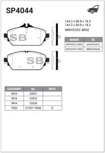 SANGSIN SP4044 Колодки торм.пер