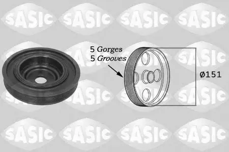 SASIC 2154008 Шкив коленвала  Renault Megane II Scenic II 07- 1.6 D151мм 5 ребер
