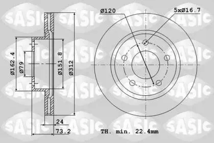 SASIC 6106201 Диск торм.перед.вент.