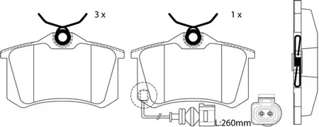 SB NAGAMOCHI BP33019W Колодки торм.задние Ford Galaxy (WGR) 0395-0506 Seat ALHA Mercedes RA (7V8, 7V9) 0496-0310 VW