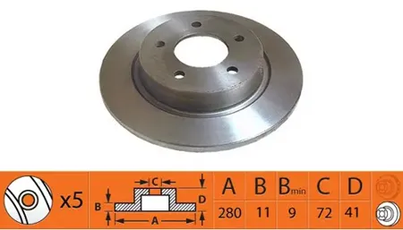 SB NAGAMOCHI BR25114 Диск тормозной Mazda 35 03- 2.0