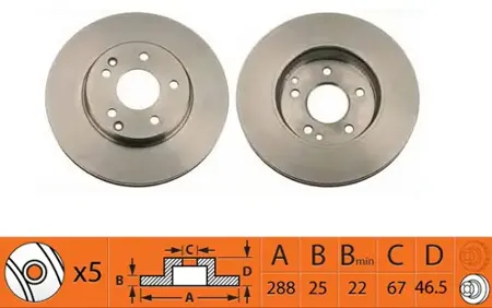 SB NAGAMOCHI BR31125T Диск торм.перед. Mercedes W202W203W210 2.0-3.0D 95>