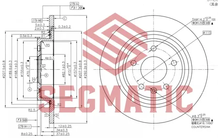 SEGMATIC SBD30093079 Диск тормозной задн Chevrolet Cruze 09-, Orlando 10- Opel Astra J 09- [292*12] R16