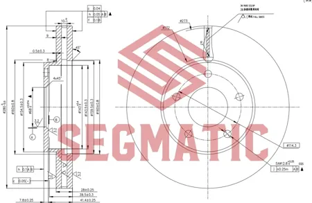 SEGMATIC SBD30093140 Диск тормозной перед Nissan Primera (p12) 02-, X-Trail 01-, 07-, Almera tino 08.00-, Maxima qx 00-0