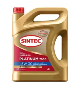 SINTEC 600149 Масло моторное синт. Platinum 7000 5W30 4л API SP, ACEA C3, Mercedes 229.31, VW 502.00505.00