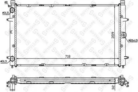STELLOX 1025008SX Радиатор VW T4 1.8-2.5TDi 91>