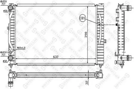 STELLOX 1025021SX Радиатор VW Passat 1.6-1.9TDi 95>