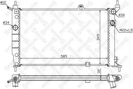 STELLOX 1025416SX Радиатор с AC Opel Astra 1.4-2.0i 91>