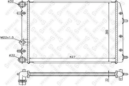 STELLOX 1025462SX Радиатор МКПП VW Polo 1.4i 02-08 , Seat Cordoba Ibiza