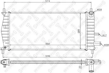STELLOX 1025799SX Радиатор без AC МКПП Ford Fiesta , Mazda 121 1.3 95-02