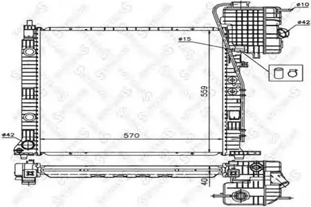 STELLOX 1025872SX Радиатор МКПП 570x558x42 Mercedes Vito 2.2CDi 99-03
