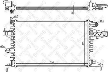 STELLOX 1025995SX Радиатор МКПП Opel Co Mercedes o Corsa C 1.4-1.8i 00> Tigra B 1.8i 04>