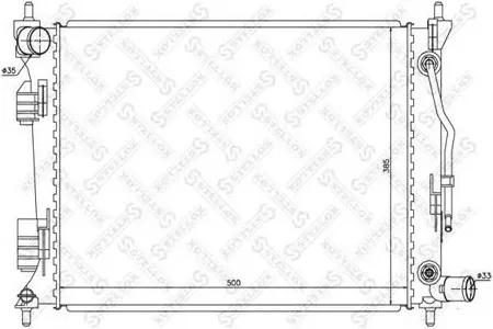 STELLOX 1026518SX радиатор сист.охлаж. АКПП 500x385x23 Hyundai Solaris 1.4i-1.6i, Kia Rio 1.2i-1.6 11>