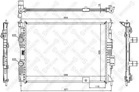 STELLOX 1026588SX Радиатор Nissan Qashqai 2.0 МКПП 07>