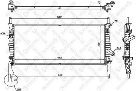 STELLOX 1026752SX Радиатор с АС Ford Transit all 06>