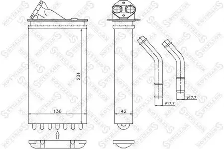 STELLOX 1035011SX Радиатор отопителя Opel Omega 2.0-2.5TD 94>