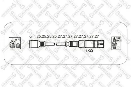 STELLOX 1038436SX Комплект проводов 12 провод. Chrysler Crossfire 3.2 03>, Mercedes С208С209W202W203W210W211 97>
