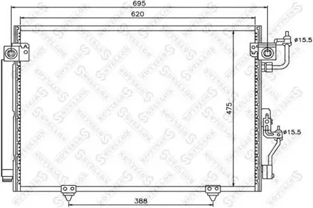 STELLOX 1045138SX Радиатор кондиционера =NS94864=MT5191 [MR513110] Mitsubishi Pajero 3.52.5TD3.2Di 00>