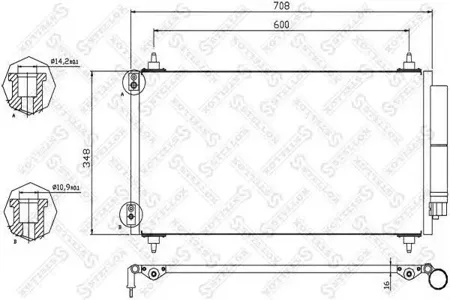 STELLOX 1045410SX Радиатор кондиционера Citroen C8 2.2HDi 02>
