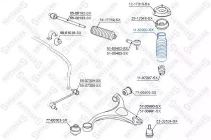 STELLOX 1153030SX Пыльник амортизатора пер. Hyundai Santa Fe 06 CM 05-12