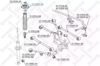 STELLOX 1237037SX Подушка опоры амортизатора зад. Honda Accord all 98>