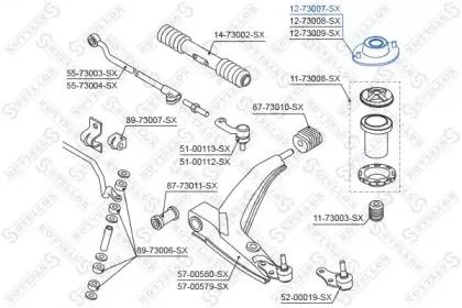 STELLOX 1273007SX Опора амортизатора Daewoo Lanos 97- пер.