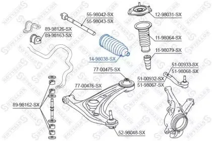 STELLOX 1498038SX Пыльник рулевой рейки 1498038 98