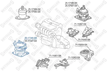 STELLOX 2517348SX Подушка двигателя передняя Honda Accord CL# 2002-2008