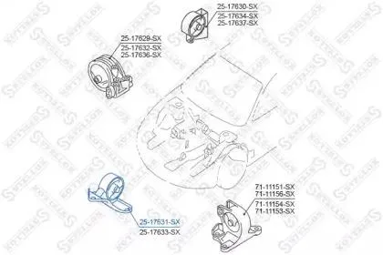 STELLOX 2517631SX Подушка двигателя передняя Mitsubishi chariot Space Wagon Grand is n84wn94w 1997-2003