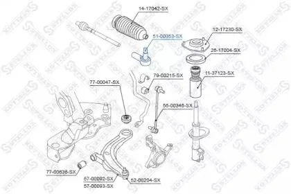 STELLOX 5100353SX Наконечник рулевой Citroen C-Crosser, Peugeot 4007 2.4 16V2.2HDi 07>