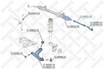 STELLOX 5500331SX Рулевая тяга L238 M14x1.5 Citroen C1 05>