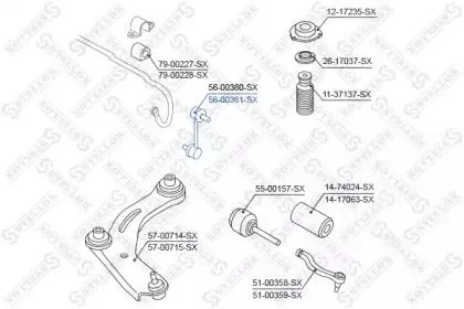 STELLOX 5600361SX Стойка стабилизатора переднего правая Nissan Qashqai J10E 07>