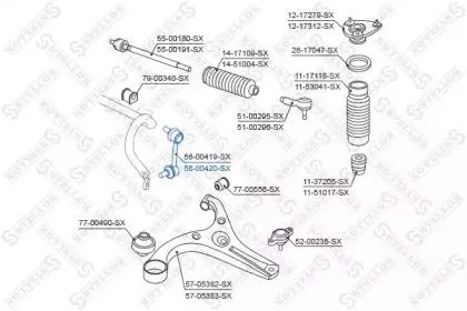 STELLOX 5600420SX Стойка стабилизатора переднего правая Hyundai Accent Verna all 03>