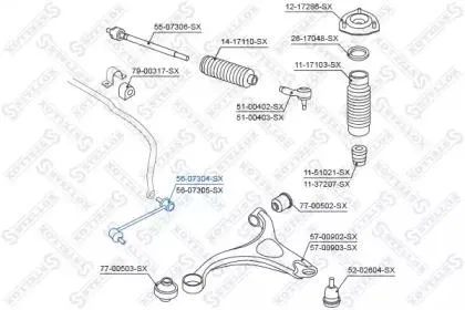 STELLOX 5607304SX Стойка стабилизатора переднего левая Hyundai Santa Fe all 05>