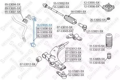 STELLOX 5653005SX Стойка стабилизатора переднего правая Kia Carens 00-02