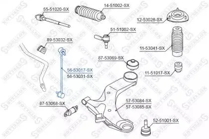 STELLOX 5653017SX Стойка стабилизатора переднего левая Kia Cerato 04>