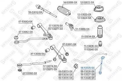 STELLOX 5653025SX Стойка стабилизатора переднего правая Kia Rio 00> <020708